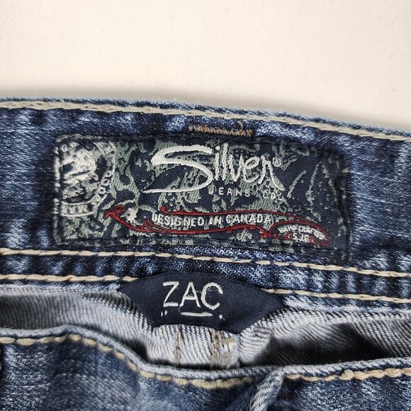 Silver Jeans Mens 34x30 Blue Zac Straight Leg Denim Altered Hem - Picture 4 of 11